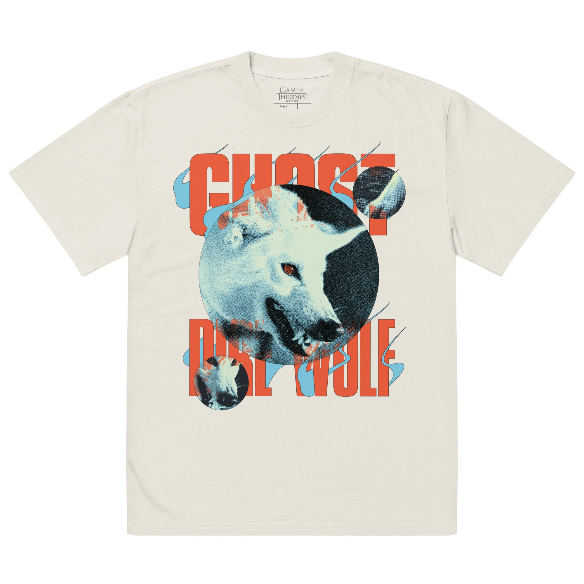 Game of Thrones Ghost Dire Wolf Oversized Faded T-shirt