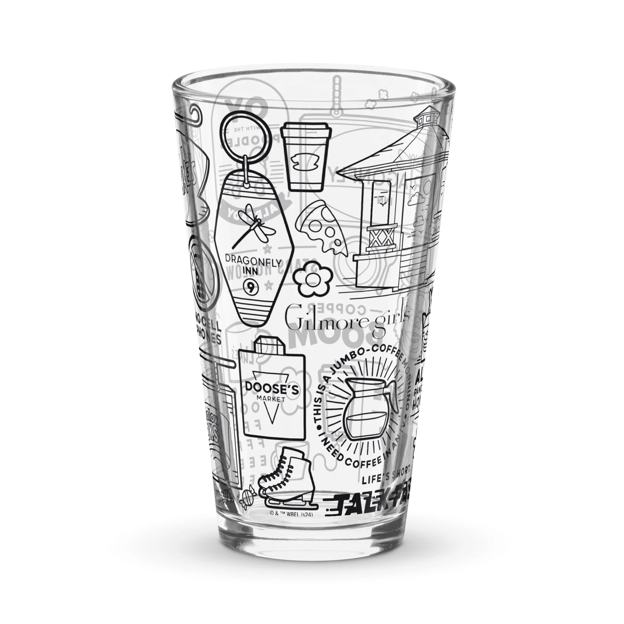 Gilmore Girls Doodle Icons 16 oz Pint Glass - Image 4