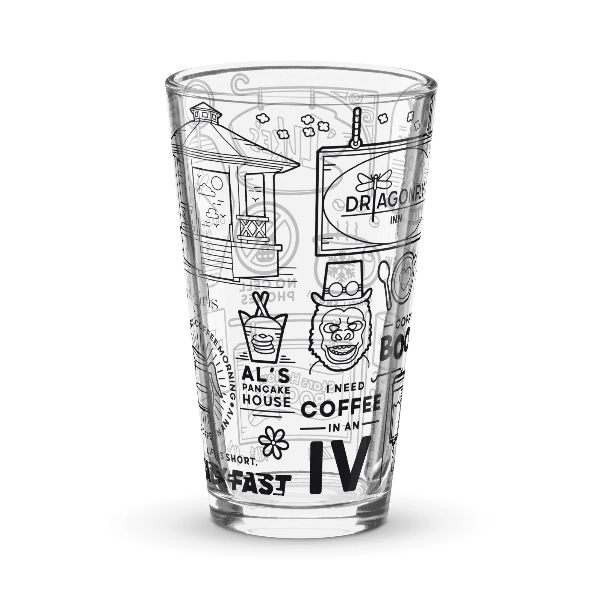 Gilmore Girls Doodle Icons 16 oz Pint Glass - Image 5