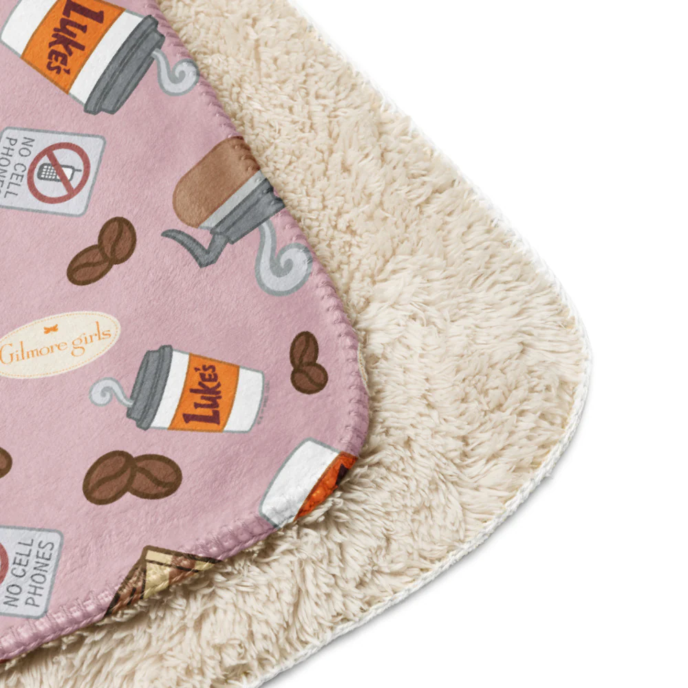 Gilmore Girls Luke’s Diner Pattern Sherpa Blanket - Image 2