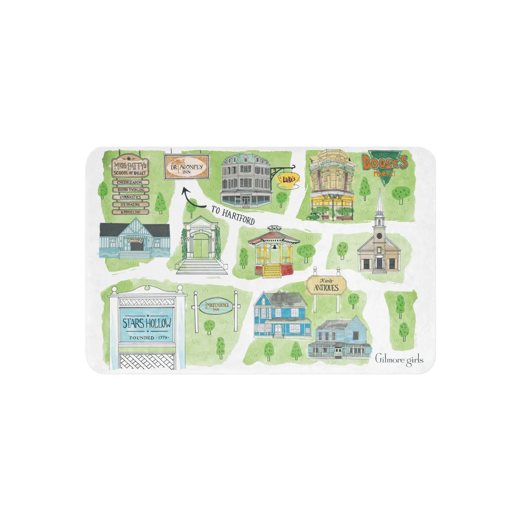 Gilmore Girls Stars Hollow Map Sherpa Blanket - Image 4