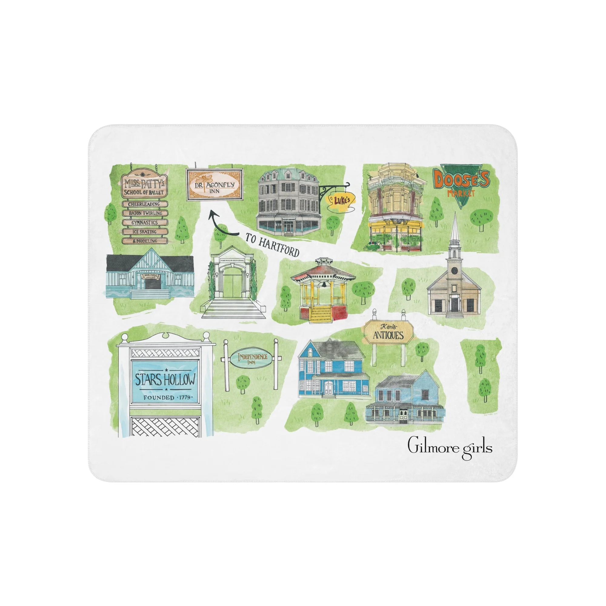 Gilmore Girls Stars Hollow Map Sherpa Blanket - Image 6