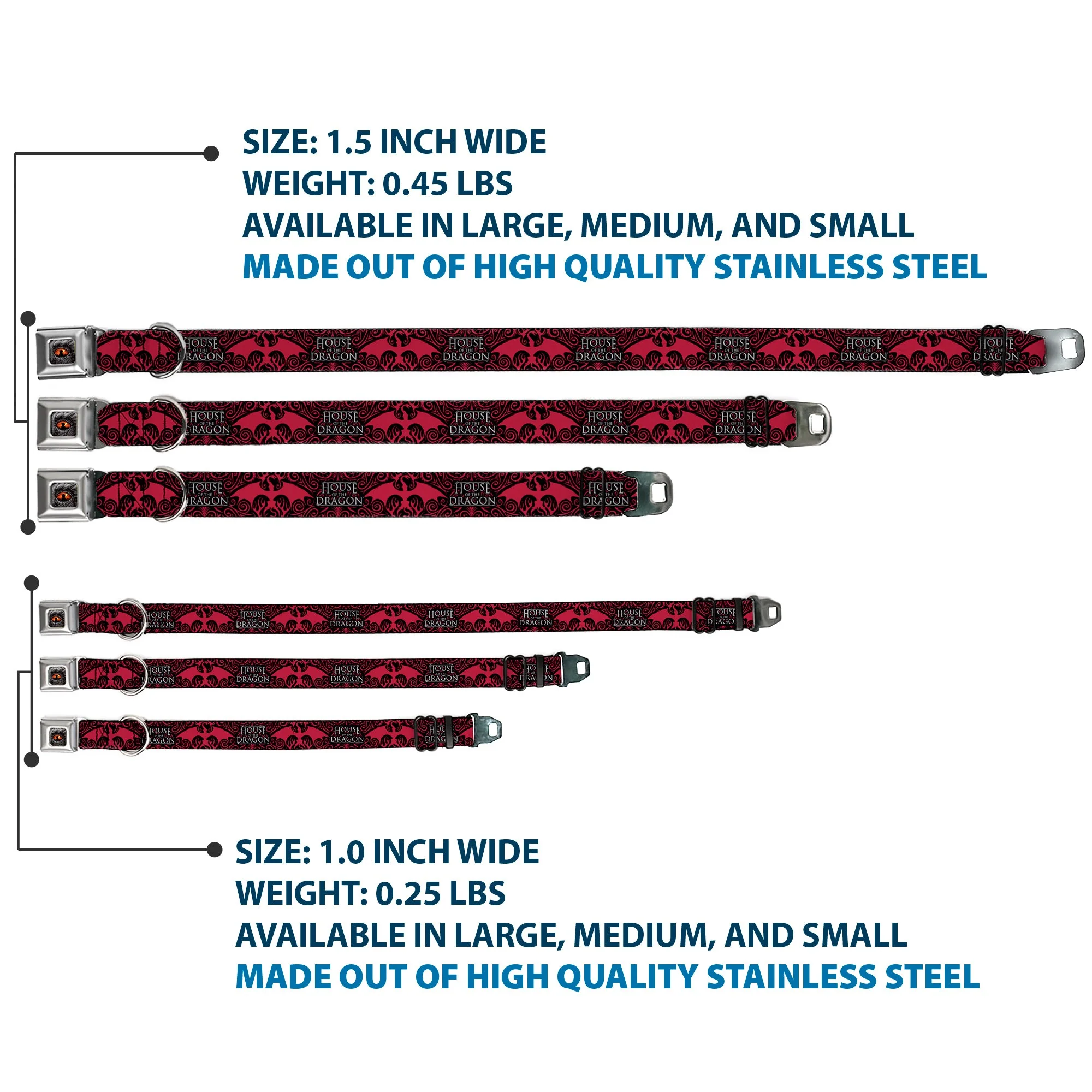 House of the Dragon Eye Seatbelt Buckle Dog Collar - Image 3
