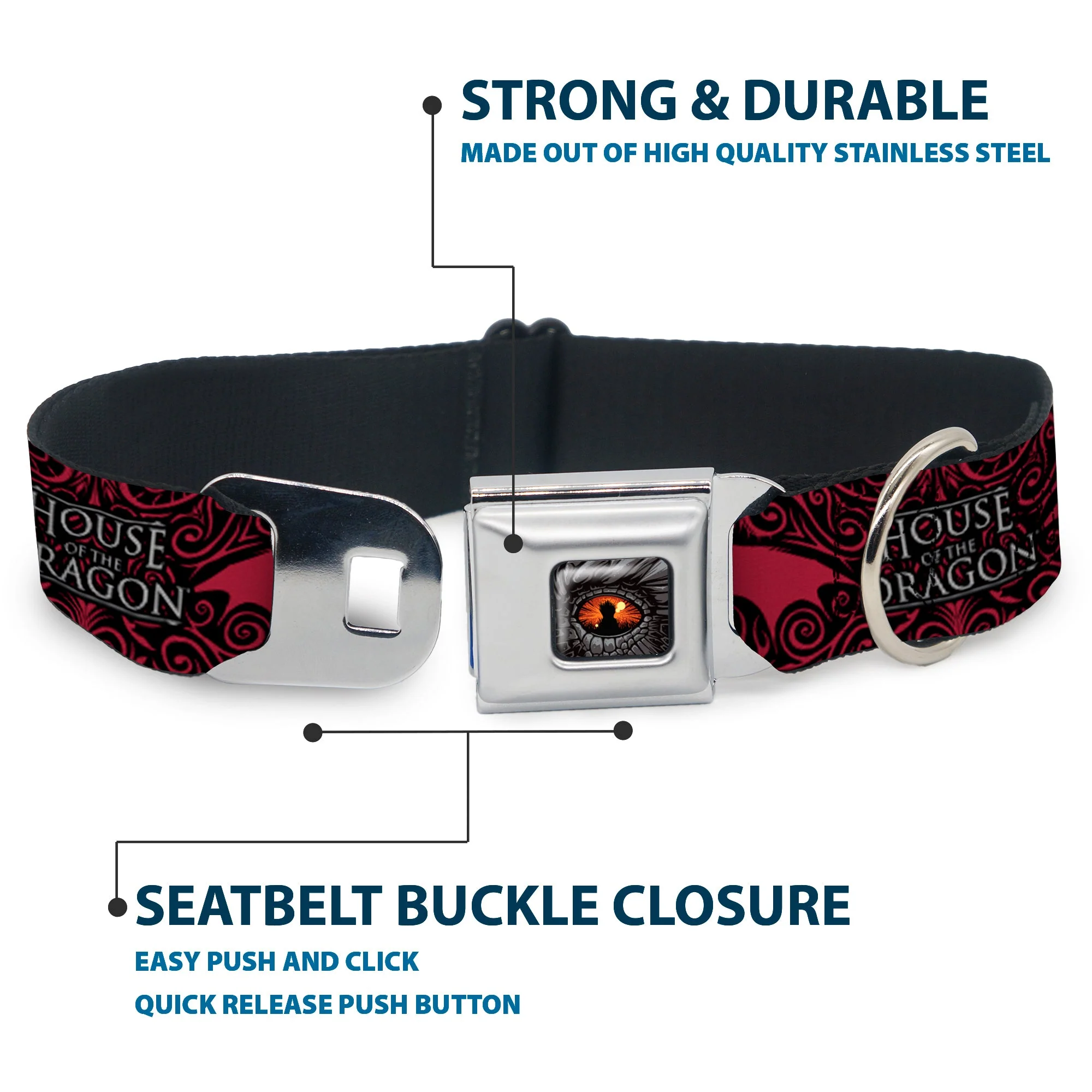 House of the Dragon Eye Seatbelt Buckle Dog Collar - Image 4