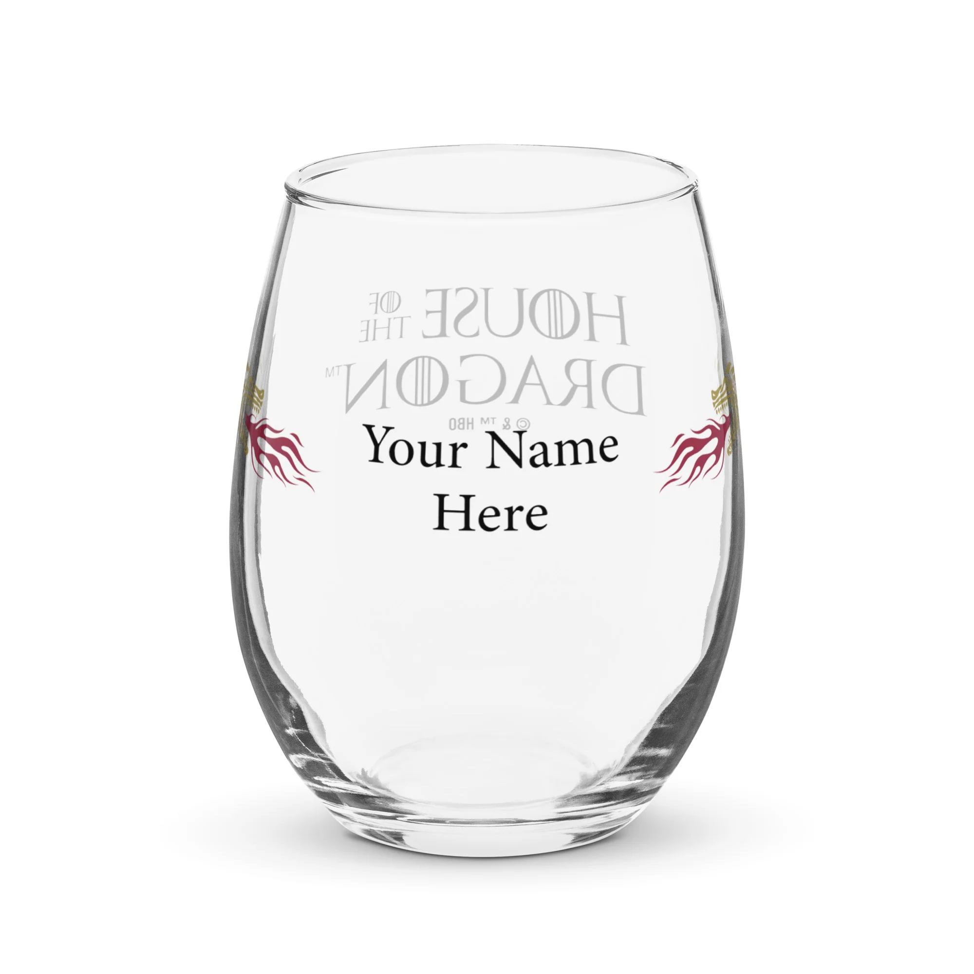 House of the Dragon Personalized Stemless Wine Glass