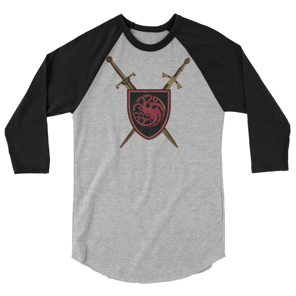 House of the Dragon Swords Unisex 3/4 Sleeve Raglan Shirt - Image 3