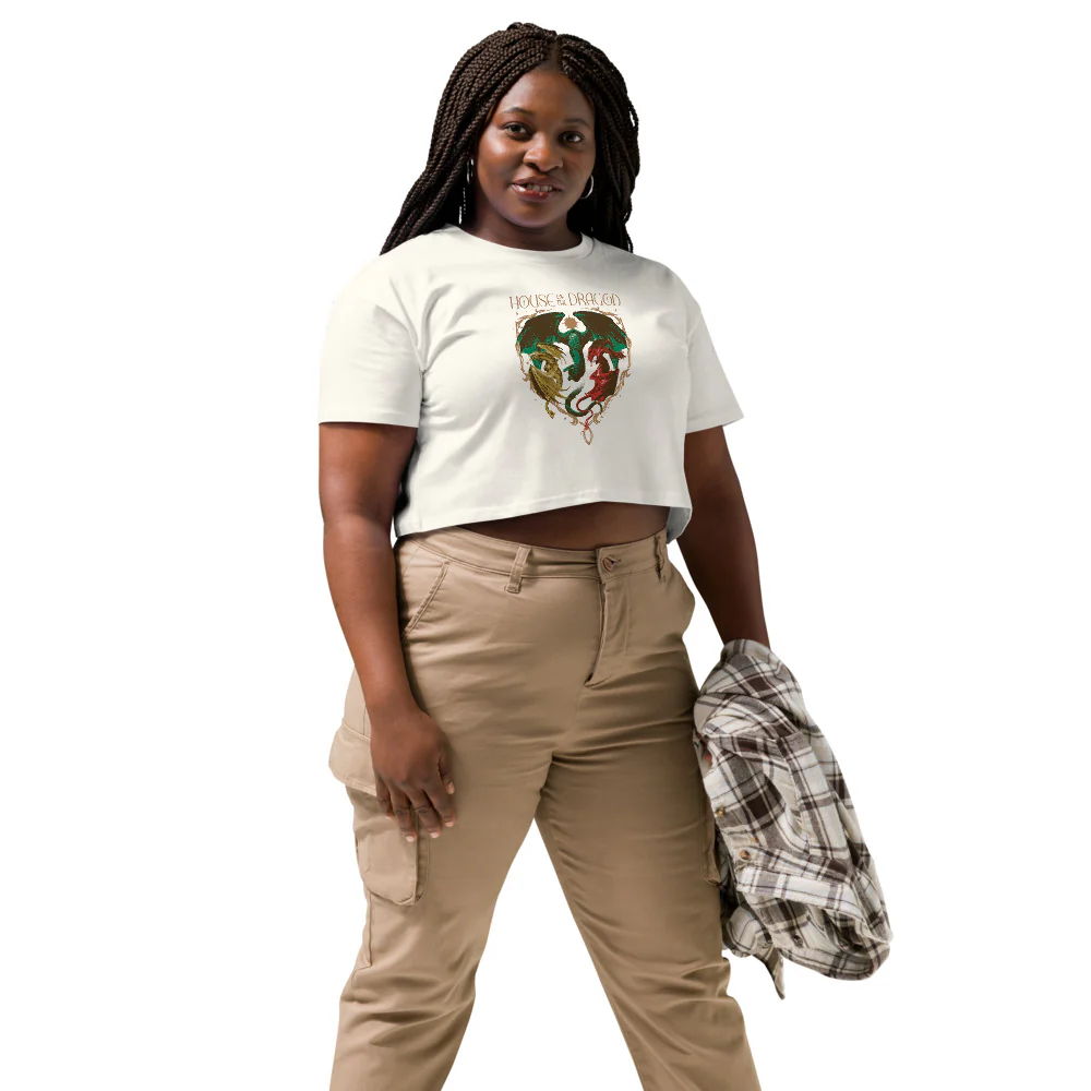 House of the Dragon Syrax, Caraxes and Vhagar Women's Crop Top - Image 2