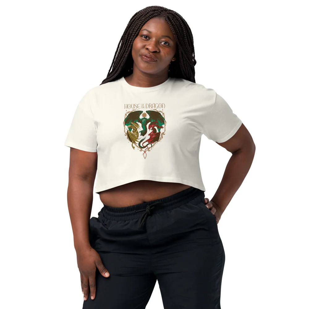 House of the Dragon Syrax, Caraxes and Vhagar Women's Crop Top - Image 3