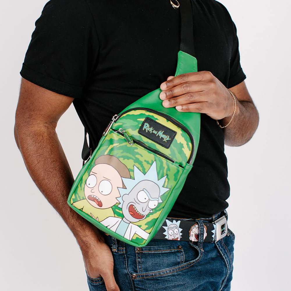 Rick and Morty Get Schwifty Portal Pose Crossbody Sling Bag - Image 5