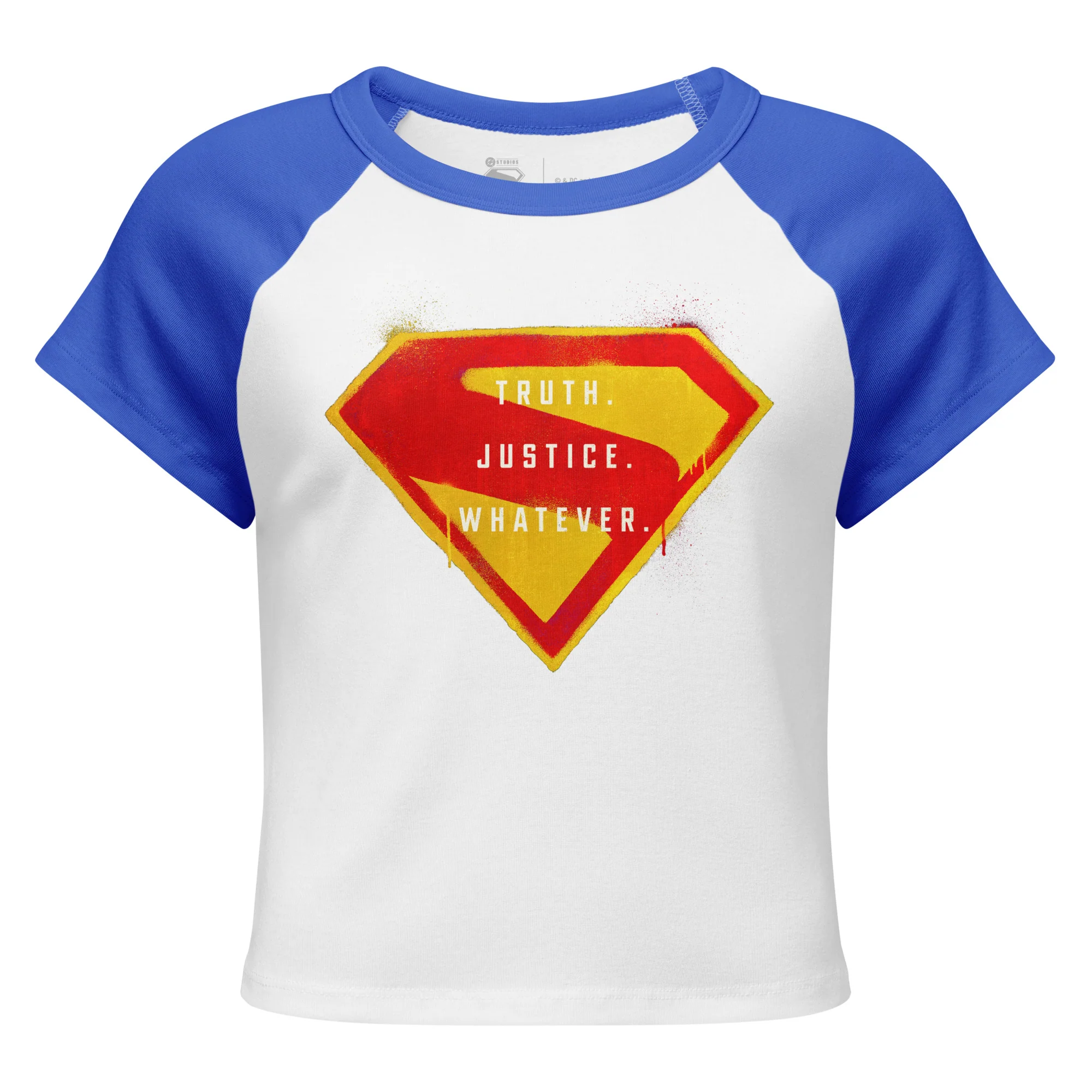 SUPERGIRL (2026 Movie) Truth Justice Whatever Women’s Micro Rib Raglan Baby Tee