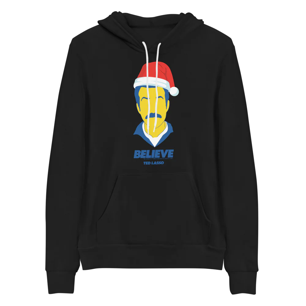 Ted Lasso Believe Santa Adult Fleece Hooded Sweatshirt