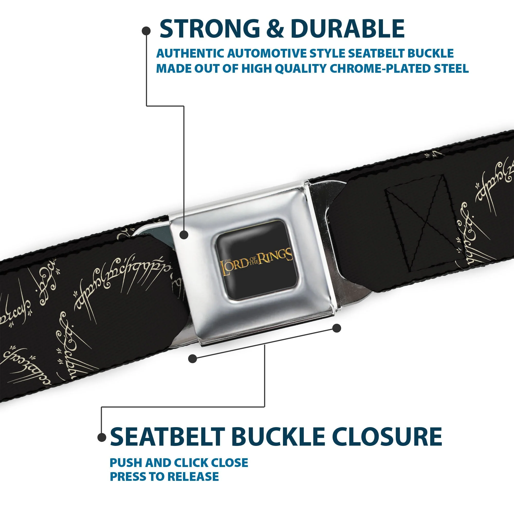 The Lord of the Rings™ THE ONE RING™ Elvish Script Seatbelt Belt - Image 8