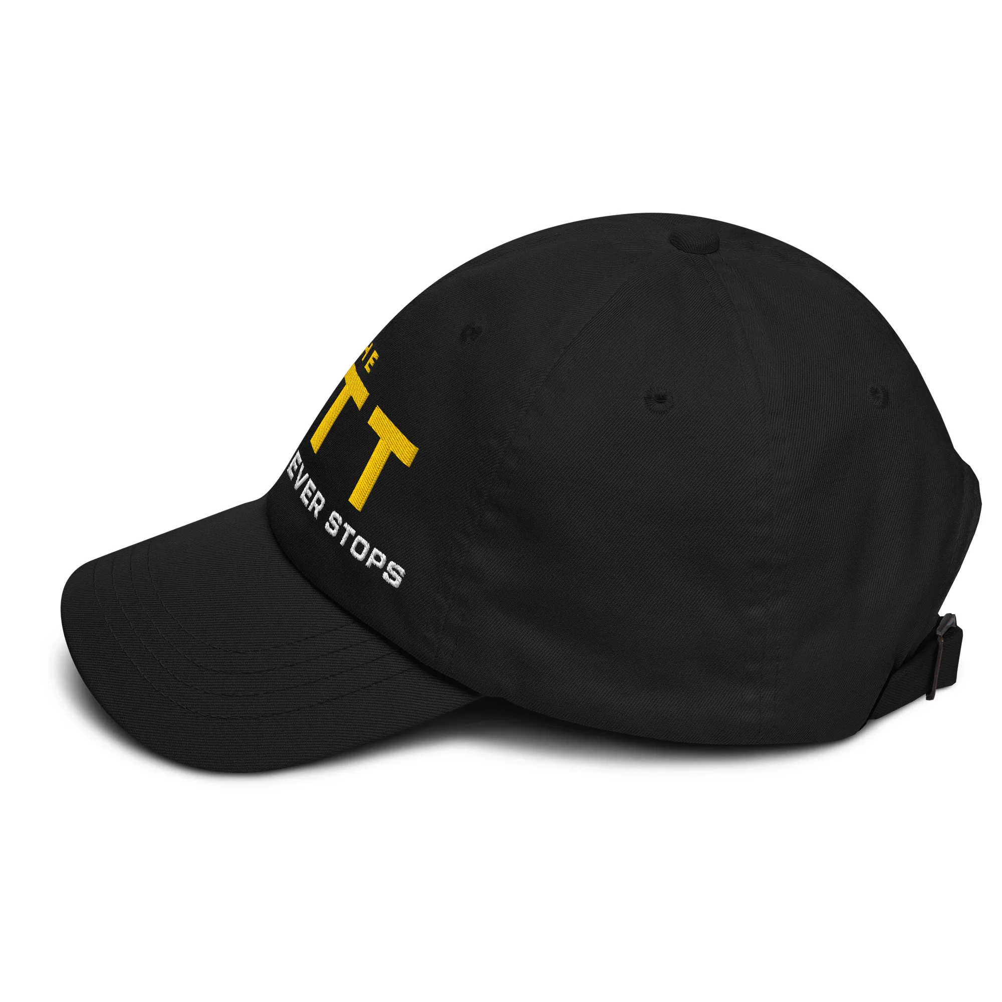 The Pitt Embroidered Dad Hat The Work Never Stops - Image 3